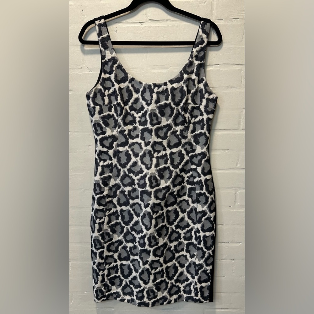DVF Arianna Animal Print Dark Feminine Nine-To-Five Sexy Ponte Mini Dress Sz 12